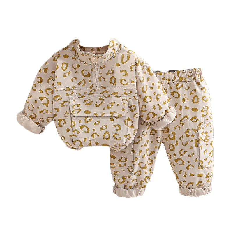 Mini Fashion™ - Cool leopardí potisk - dvoudílný set šatů