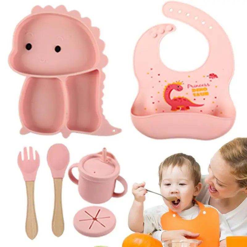 Dino Tablewear Set™ - 7dílná sada - silikonové dětské nádobí