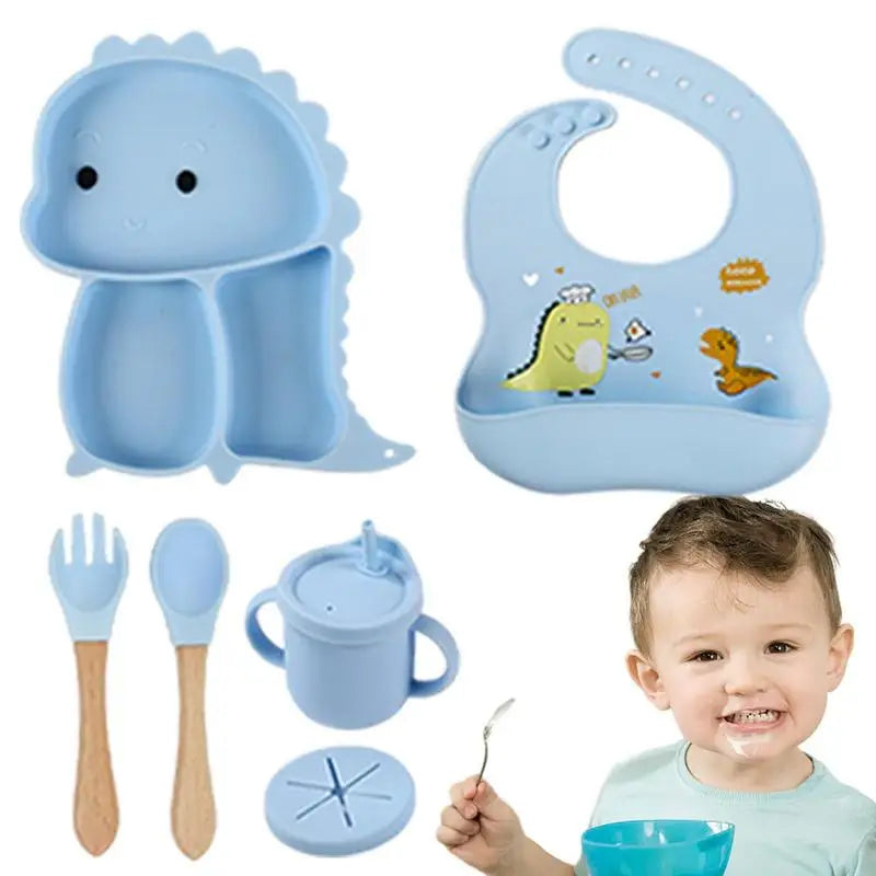 Dino Tablewear Set™ - 7dílná sada - silikonové dětské nádobí