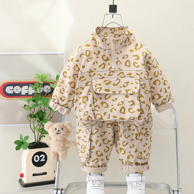 Mini Fashion™ - Cool leopardí potisk - dvoudílný set šatů