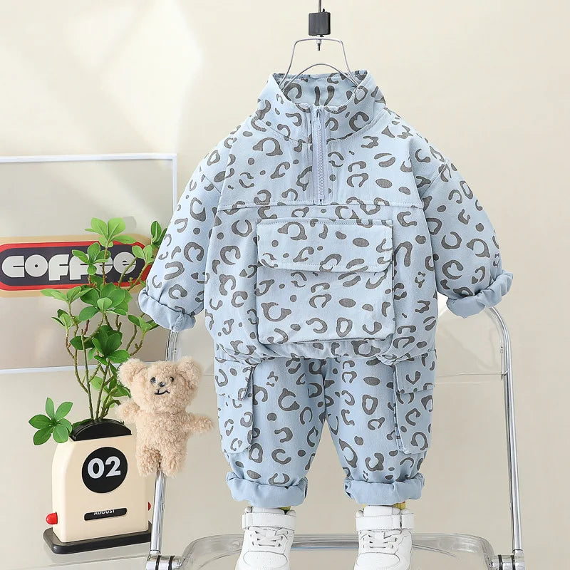 Mini Fashion™ - Cool leopardí potisk - dvoudílný set šatů