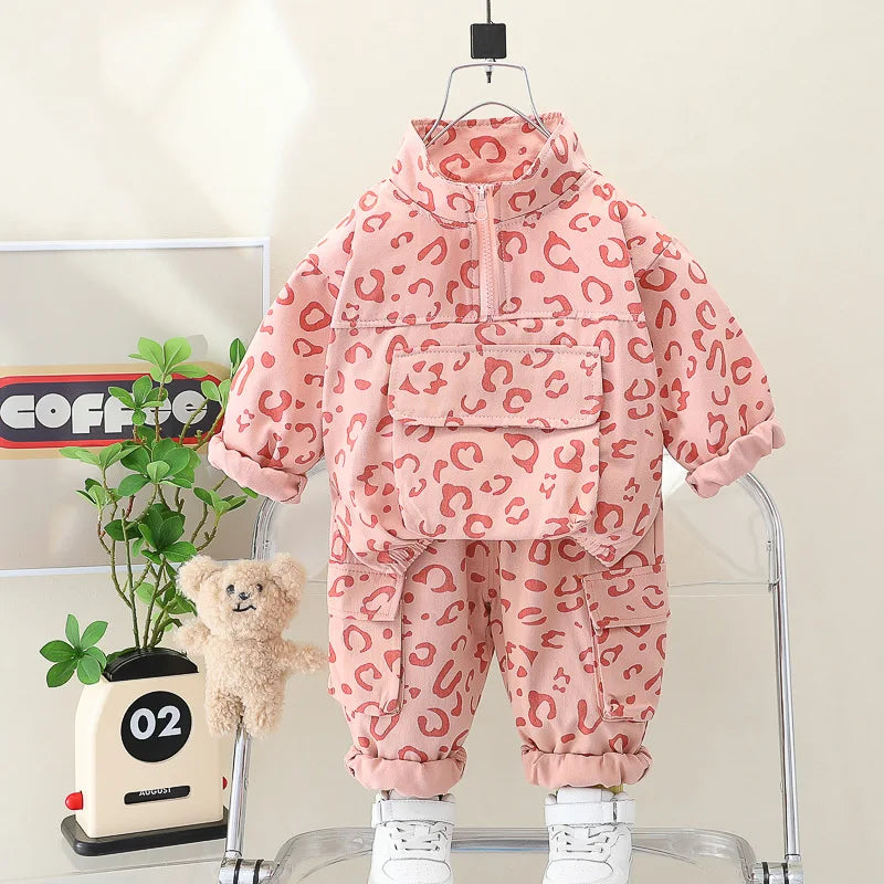 Mini Fashion™ - Cool leopardí potisk - dvoudílný set šatů